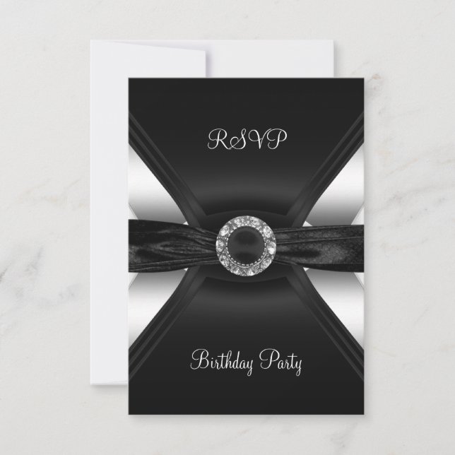 RSVP Birthday Diamond Jewel Black White Silver (Frente)