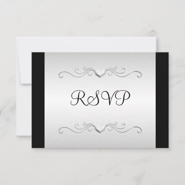 RSVP Black Silver Love Hearts Todos os Eventos (Frente)