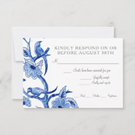 RSVP Blue Chinoiserie Asiática Floral Watercolor
