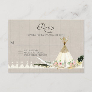 RSVP BOHO Penas Tribais Tee Pee Floral Rustic