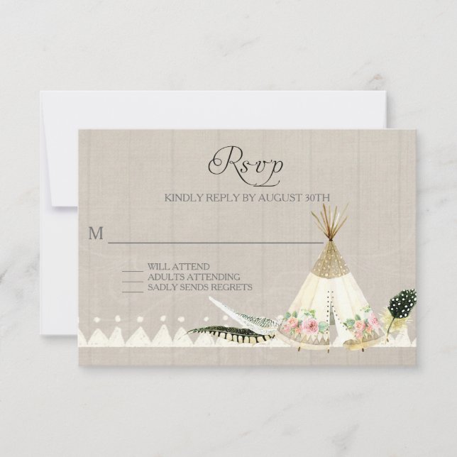 RSVP BOHO Penas Tribais Tee Pee Floral Rustic (Frente)