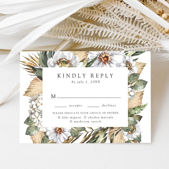 RSVP Boho White Floral & Greenery com opção de ref (Criador carregado)