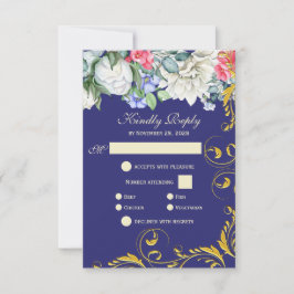 RSVP Botânico Púrpura Azul Cor-de-rosa Dourado