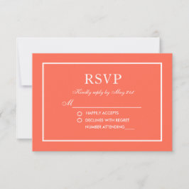 RSVP Branca e Coral de Casamento Elegante Moderno