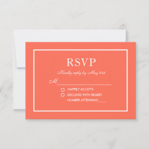 RSVP Branca e Coral de Casamento Elegante Moderno