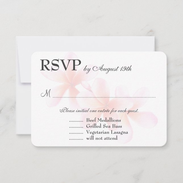 RSVP Branco da Plumeria Rosa com Seleção de Refeiç (Frente)
