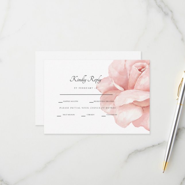 RSVP Branco da Recepção de casamento Blush Rosa (Frente/Verso In Situ)