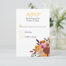 RSVP Branco de Fall Flor sem resposta de opção de