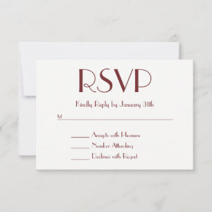 RSVP Branco e Borgonha Contemporânea Decorativa