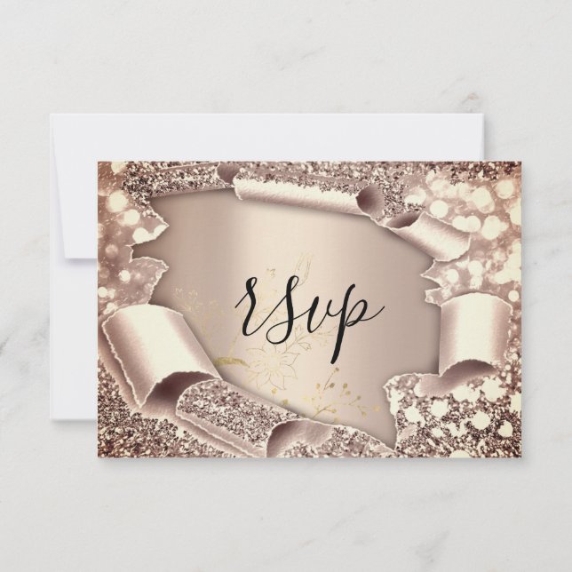 RSVP Bridal Shower Floral Rosa Dourado (Verso)