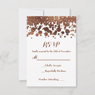 RSVP Brilho Glamour Pontos de Confete Branco e Bro