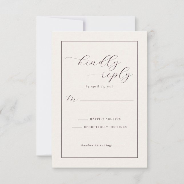RSVP Caligrafia Bege Elegante (Frente)