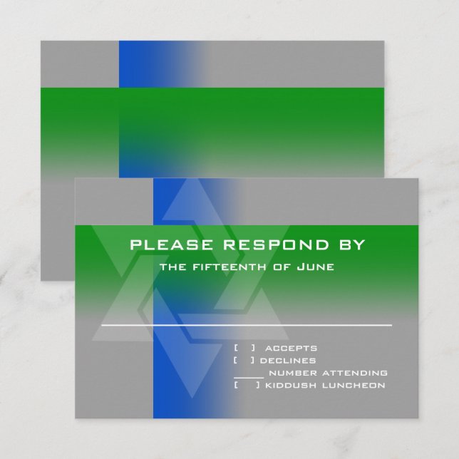 RSVP Card Blue e Green em qualquer cor (Frente/Verso)