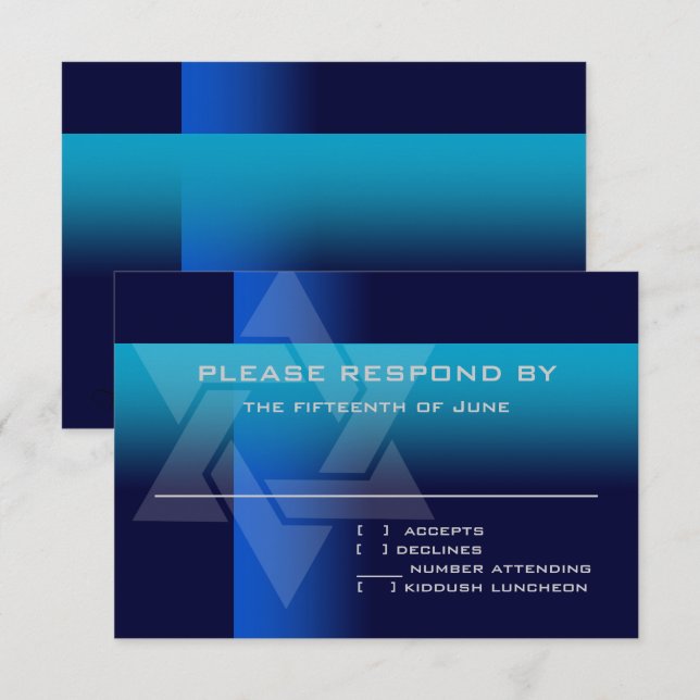 RSVP Card Blue e Turquoise em qualquer cor (Frente/Verso)