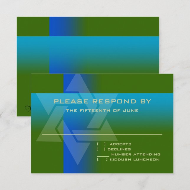 RSVP Card Blue e Turquoise em qualquer cor (Frente/Verso)