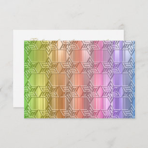 RSVP Card Colorida Rainbow Star Damask