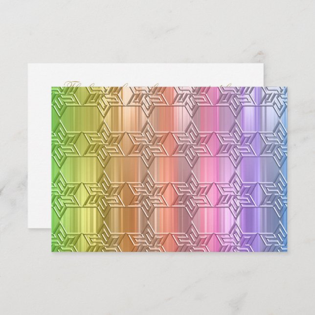 RSVP Card Colorida Rainbow Star Damask (Frente/Verso)