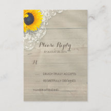RSVP Card de Casamento Russo de Girassol e Madeira