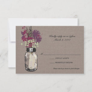 RSVP Card Mason Jar e Wildflower