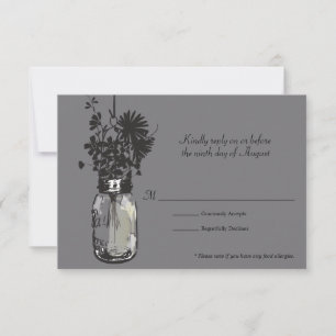 RSVP Card Mason Jar e Wildflower