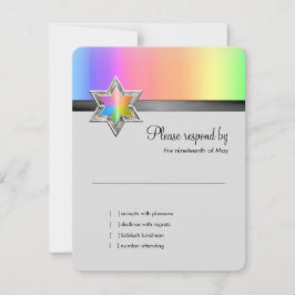 RSVP Card Rainbow e Black Ribbon Silver Star