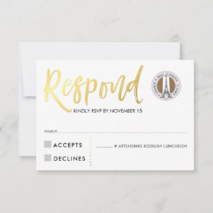 RSVP CARD - resposta do script gold corações cor-d