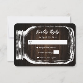RSVP Card Rustic Wood Mason Jar Wedding