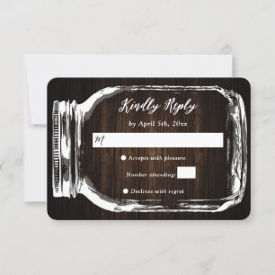RSVP Card Rustic Wood Mason Jar Wedding