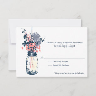 RSVP Card Wild Flowers & Mason Jar