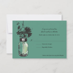 RSVP Card Wild Flowers & Mason Jar