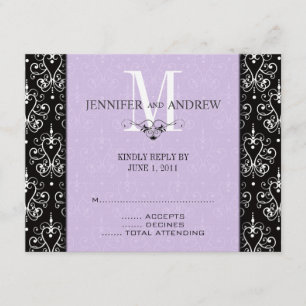 RSVP carda o roxo do candelabro do monograma