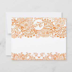 RSVP Cards-Love Birds Orange Coral Whimsical