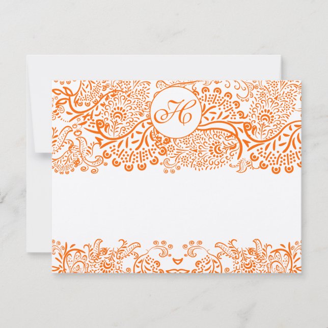 RSVP Cards-Love Birds Orange Coral Whimsical (Frente)