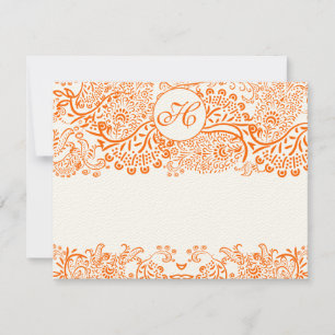 RSVP Cards-Love Birds Orange Coral Whimsical