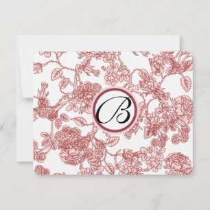 RSVP Cards-Rosa Rosas Maroon Trim - padrão desvane