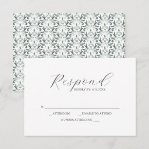RSVP Cards Sage Green Patterno