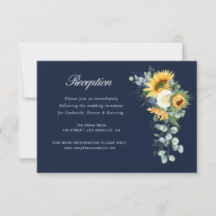 RSVP cartão azul de recepção de casamento marinho giras