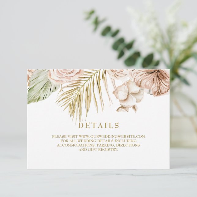 RSVP Cartão com detalhes florais secos tropicais Boho e (Em pé/Frente)