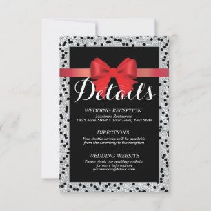 RSVP cartão com detalhes vermelhos e pretos