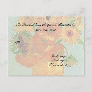 RSVP cartão de aceitação de casamento, girassóis de van