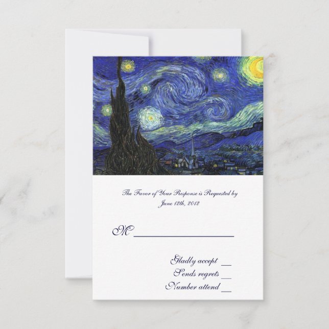 RSVP, cartão de aceitação de casamento, Starry Nig (Frente)