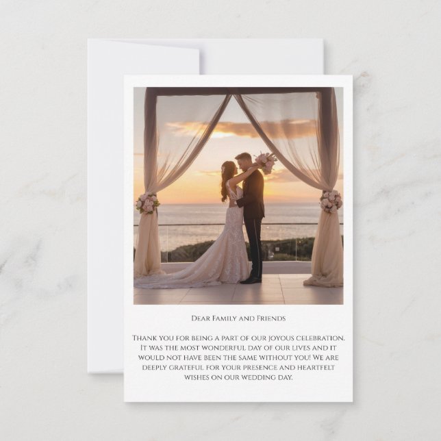 RSVP Cartão de Agradecimento de Casamento com Foto Simp (Verso)