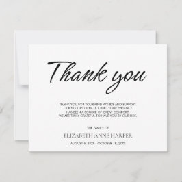 RSVP Cartão de Agradecimento de Funeral com Letra Elega