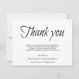 RSVP Cartão de Agradecimento de Funeral com Letra Elega
