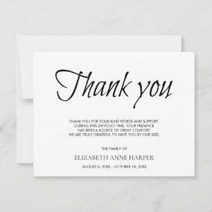 RSVP Cartão de Agradecimento de Funeral com Letra Elega