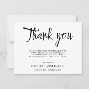 RSVP Cartão de Agradecimento de Funeral com Letra Elega