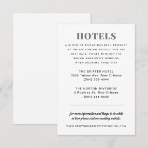 RSVP Cartão de alojamento de hotel preto e branco