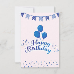 RSVP Cartão de Aniversário Feliz dos Balões Azuis