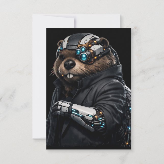 RSVP cartão de casamento Byte Beaver (Frente)