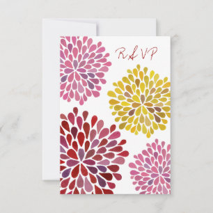 RSVP Cartão de Casamento de Flor Amarelo Vermelho